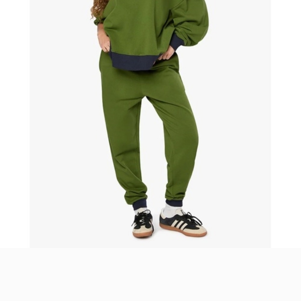 WeWoreWhat Green Track Pants with Tapered Leg and Elastic Cuffs